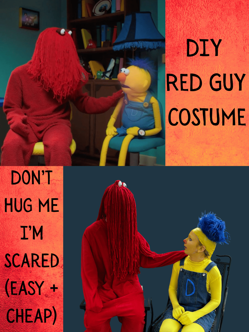 DIY Red Guy Costume — Don’t Hug Me I’m Scared (Easy +&nbsp;Cheap)